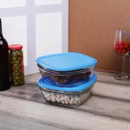 Duralex Freshbox Clear Square 7 7/8" + Blue Lid (9023AM)-35