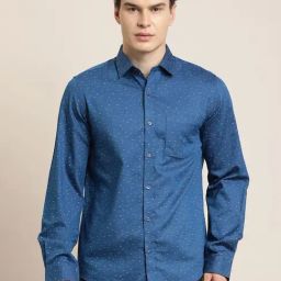Turtle Blue Cotton Slim Fit Printed Shirt-picture-24