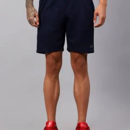 Vector X Navy Regular Fit Plain Sports Shorts-image-6
