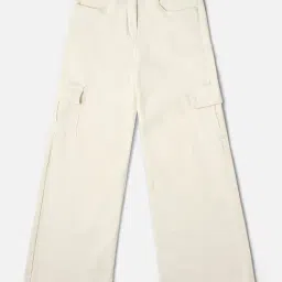 Tales & Stories Girls White Cotton Relaxed Fit Pants-picture-28