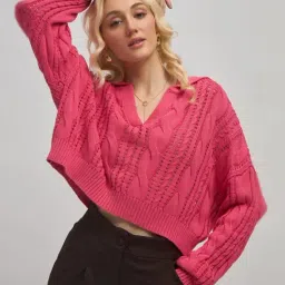 VIRGIO Pink Regular Fit Solid Top-picture-28