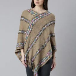 SHOWOFF Khaki Striped Poncho-image-36