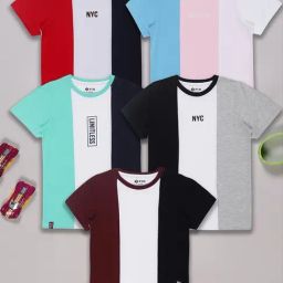 3PIN Kids Multicolor Cotton Color Block T-Shirt-picture-9