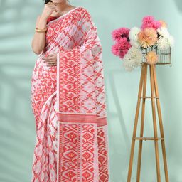 DESH BIDESH Ethnic Motifs Woven Design Jamdani Saree-picture-7