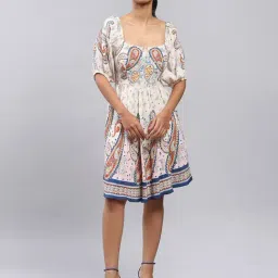 Label Ritu Kumar Off White Floral A Line Dress-image-27
