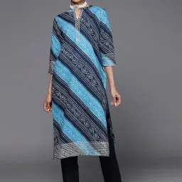 KSUT Blue Cotton Printed Straight Kurta-image-28