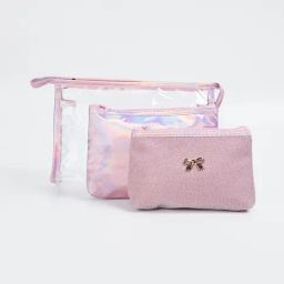 Ginger by Lifestyle Pink Embellished Travel Pouch -Pack of 3-image-72