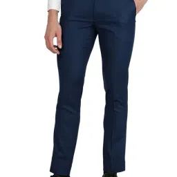 Metal Navy Blue Slim Fit Trousers-picture-4