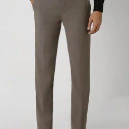 Van Heusen Brown Cotton Slim Fit Self Pattern Trousers-image-13