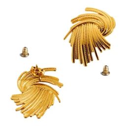 OOMPH Set of 2 Gold Large Stud Twist-N-Turn & Square Shape Earrings For Women image 5