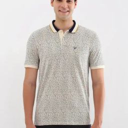 Allen Solly Beige Cotton Regular Fit Printed Polo T-Shirt-image-61