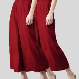 Kryptic Maroon Mid Rise Flared Pants - Pack Of 2-32
