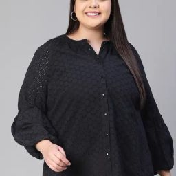Oxolloxo Black Cotton Self Design Shirt-image-28
