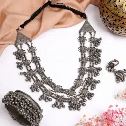 Teejh Pitara Collection Divitha Silve Oxidized Jewellery Set-image-61