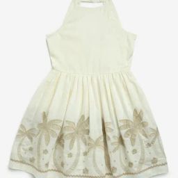 Y&F Kids by Westside Off-White Tropical-Inspired Cotton A-Line Dress-image-11