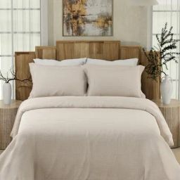 Boutique Living Gardenia Augusta Beige & White Cotton 300 TC King Bedsheet with 2 Pillow Covers-picture-43