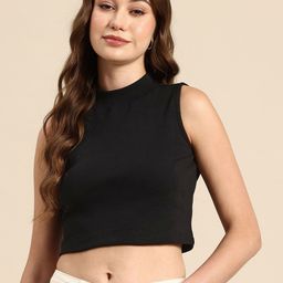 Hang and wear Solid High Neck Pure Cotton Crop Top-image-24
