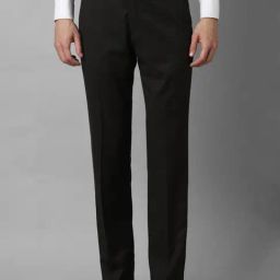 Louis Philippe Jet Black Regular Fit Trousers-picture-48