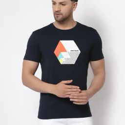 Red Tape Navy Cotton Regular Fit Printed T-Shirt-13