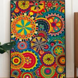 Indian Classic Art Multicolor Canvas Abstract Wall Art-30