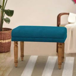 Chumbak Nawaab Mediterranian Solid Blue Sheesham Wood Small Bench-image-75