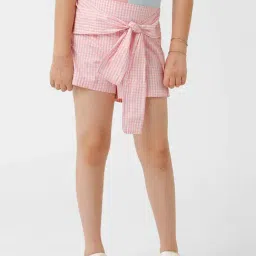 Kate & Oscar Kids Pink Cotton Chequered Shorts-image-80