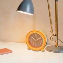 RHYTHM Yellow Plastic Round Beep Alarm Sound with LED Flash Light Table Clock-image-49