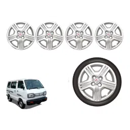 Auto Pearl slv07_R Press Type Car Wheel Cover with Retention Ring 304.8 mm (12 Inch) Glossy Silver for Maruti Omni (Set of 4)-image-99