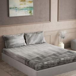 DDecor Grey Geometric 144 TC Bedsheet with 2 Pillow Covers-picture-15