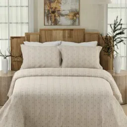 Boutique Living Gardenia Augusta Grey Cotton Stripes 300 TC Super King Bedsheet with 2 Pillow Covers-image-42