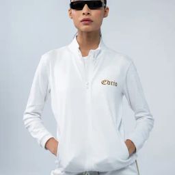 EDRIO White Logo Print Front-Open Sweatshirt-image-77