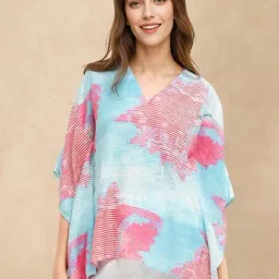 RAREISM Blue Linen Abstract Top-picture-17