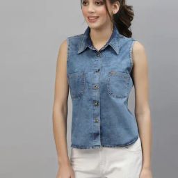 KASSUALLY Blue Relaxed Fit Shirt-image-7