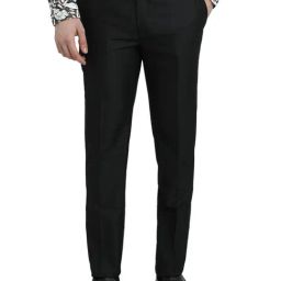 Raymond Black Solid Regular Fit Trousers-picture-31