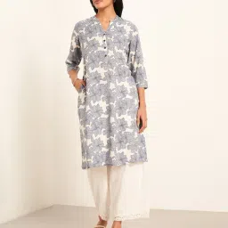 Rangmanch By Pantaloons Grey Regular Fit Printed Kurta-image-40