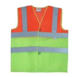 Safeu 90 GSM Thickness 100% Polyester Net Green & Orange Reflective Jacket with Double Tape Free Size (Pack of 50)-9
