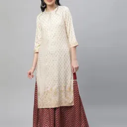 Aurelia Cream Printed Straight Kurta-image-23