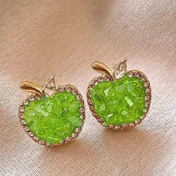 Krelin Gold-Plated Crystals Stones Studded Apple Shaped Studs-39