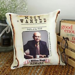 FNP Multicolor Polyester Personalised Most Wanted Papa Cushion-22