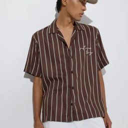 Nuon by Westside Brown Stripe Printed Relaxed-Fit Shirt-picture-16