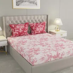 Raymond Home Celebrate Pink 120 TC Cotton Queen Bedsheet with 2 Pillow Covers-image-64