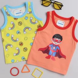 Bumzee Kids Yellow & Orange Printed T-Shirt (Pack Of 2)-image-70