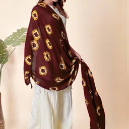 EBADAT Printed Maroon Cotton Dupatta image 5