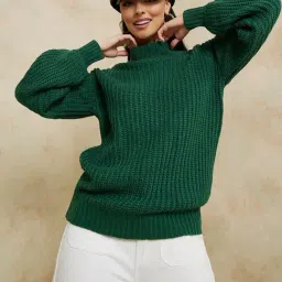 Styli Regular Length Chunky Knit Volume Sleeves Regular Fit Sweater-image-12