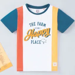 Ed-a-Mamma Kids Multicolor Cotton Color Block T-Shirt-image-9