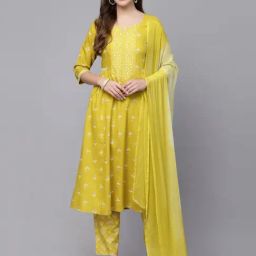 Stylum Green Printed Kurta Pant Set With Dupatta-image-74