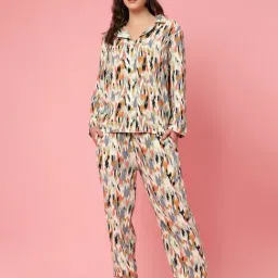 Melon by PlusS Beige Printed Shirt With Trousers-picture-19