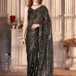 APNISHA Black Embellished Saree With Blouse-image-13