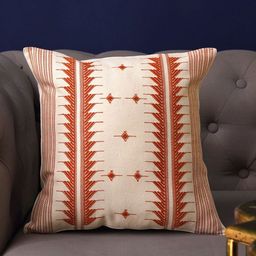JAYPORE Red & White Embroidered Cotton Pre-Filled Cushion-5