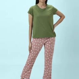Dreamz by Pantaloons Green & Pink Cotton Printed Top Pyjama Set-image-29